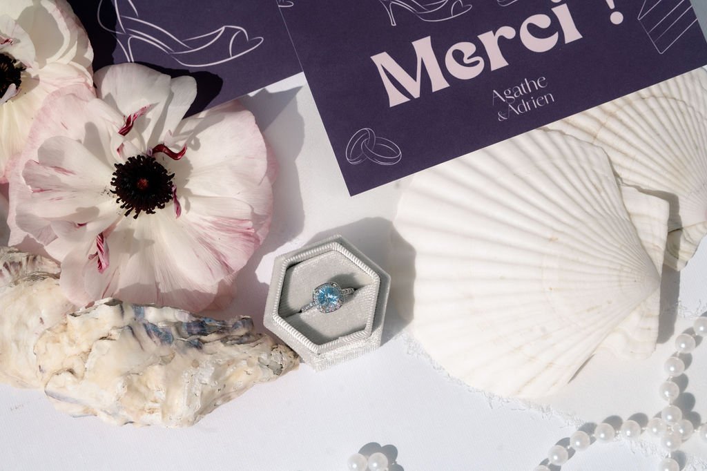 Carte de Remerciement Agathe et Adrien Shooting Michel Wedding Cure Marine Trouville