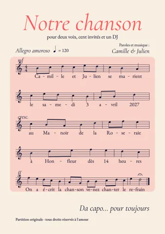 Faire-part Notre chanson
