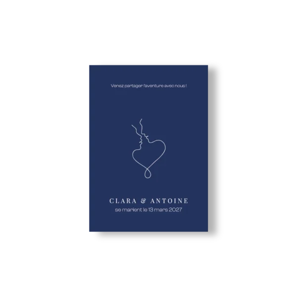 Faire-part mariage recto fond bleu roi – Collection Inspiration Louis XIV