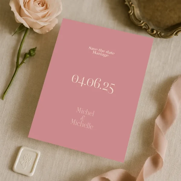 Save the Date Minimaliste Simple - Rose Poudré