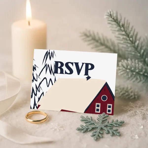 Carte de Remerciement – Collection Hiver Chalet
