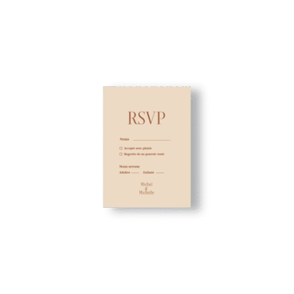 Carte RSVP Minimaliste Simple – Chocolat / Rose / Vert