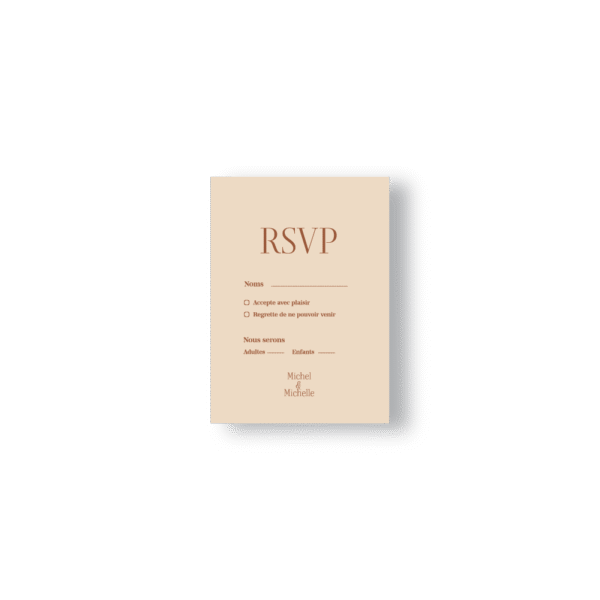 Carte RSVP Minimaliste Simple – Chocolat / Rose / Vert