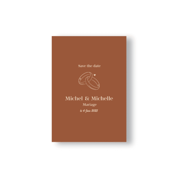 Save the Date Minimaliste Alliances - Chocolat & Ivoire