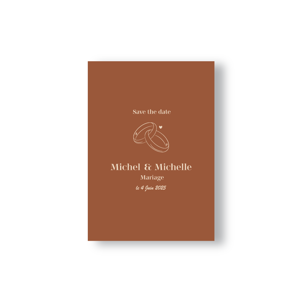 Save the Date Minimaliste Alliances - Chocolat & Ivoire
