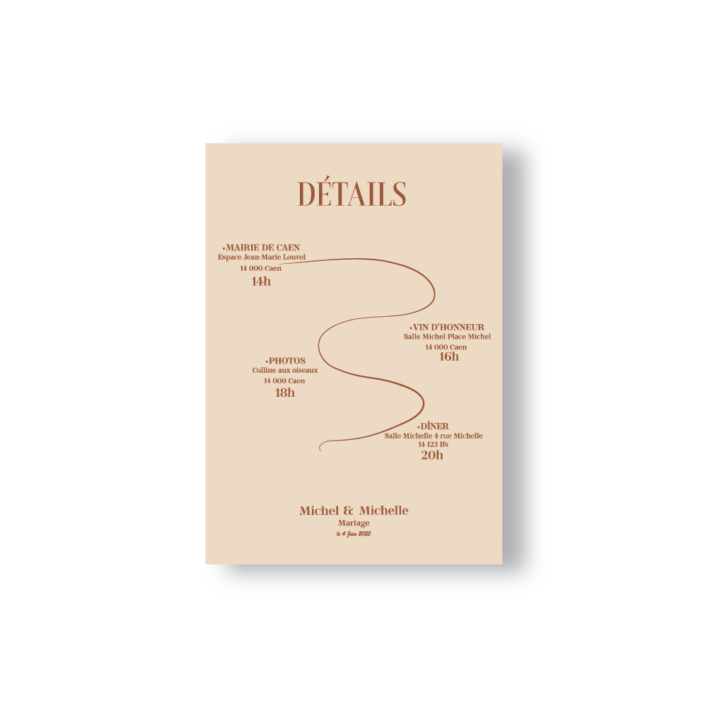 Faire-Part Minimaliste Fleuri Beige & Chocolat