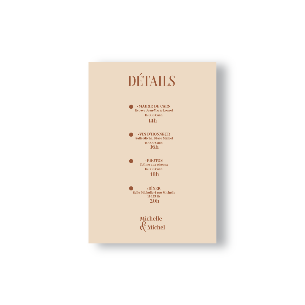 Faire-Part Minimaliste Fleuri Beige & Chocolat