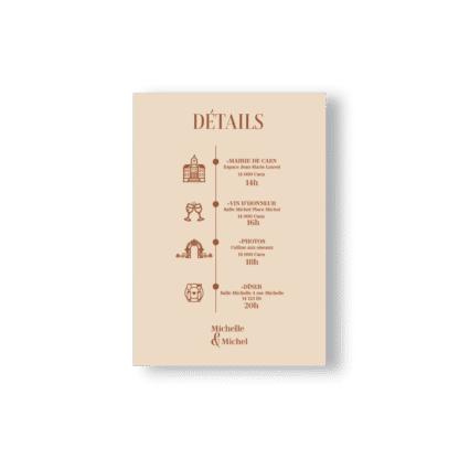 Faire-Part Minimaliste Fleuri Beige & Chocolat