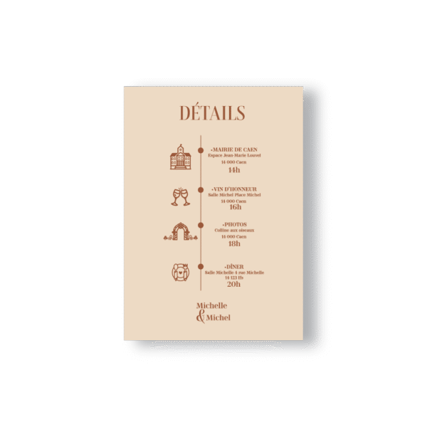 Faire-Part Minimaliste Fleuri Beige & Chocolat