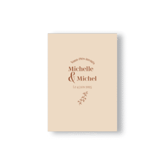 Faire-Part Minimaliste Fleuri Beige & Chocolat