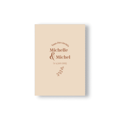 Faire-Part Minimaliste Fleuri Beige & Chocolat