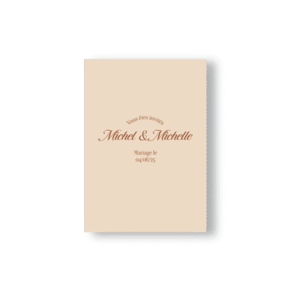 Faire-Part Minimaliste Script Elégant - Beige & Chocolat