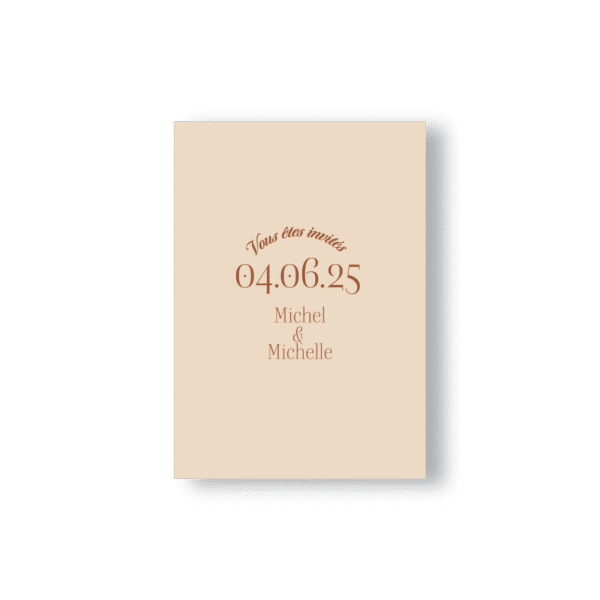 Faire-Part Minimaliste Simple et Chic - Beige & Chocolat