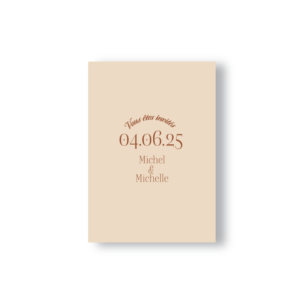 Faire-Part Minimaliste Simple et Chic - Beige & Chocolat