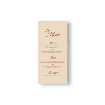 Menu de Mariage Minimaliste Simple – Chocolat