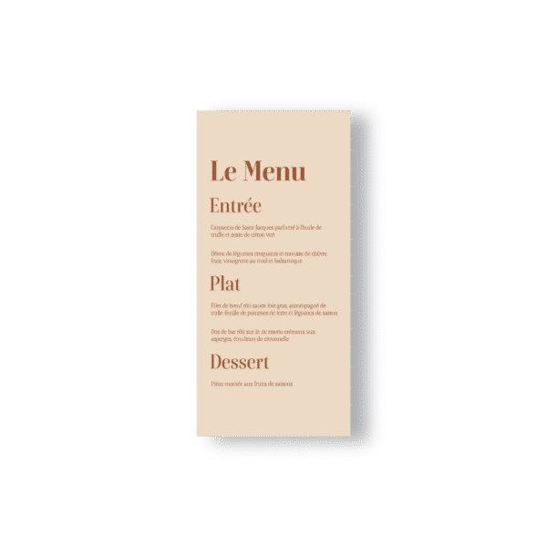 Menu de Mariage Minimaliste Simple – Chocolat