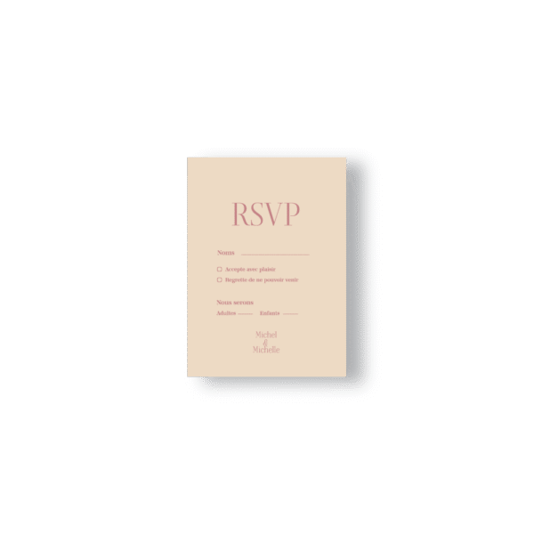 Carte RSVP Minimaliste Simple – Chocolat / Rose / Vert