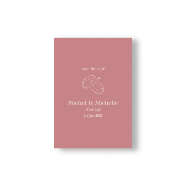 Save the Date Minimaliste Alliances - Rose Poudré & Ivoire