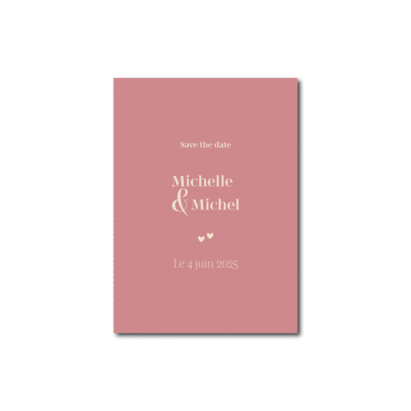 Save the Date Minimaliste Coeur - Rose Poudré