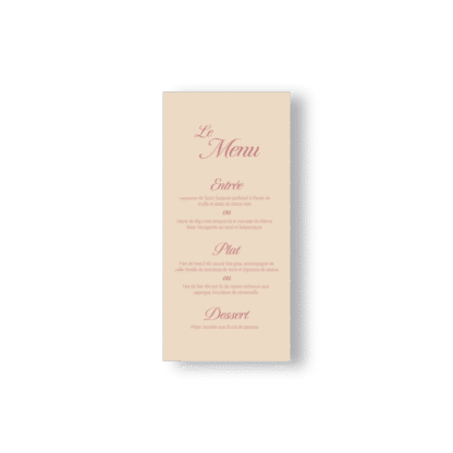 Menu de Mariage Minimaliste Alliances – Rose Poudré