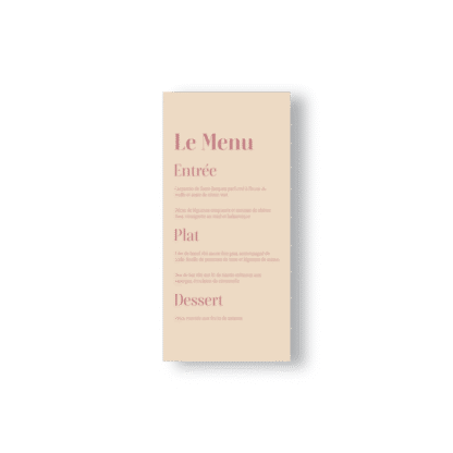 Menu de Mariage Minimaliste Alliances – Rose Poudré