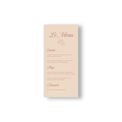 Menu de Mariage Minimaliste Alliances – Rose Poudré