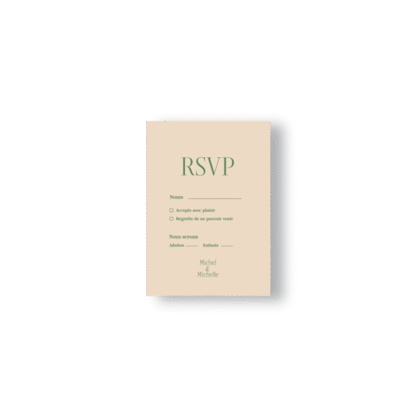 Carte RSVP Minimaliste Simple – Chocolat / Rose / Vert