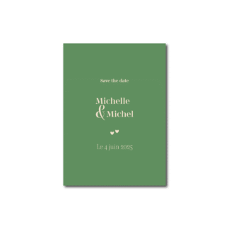 Save the Date Minimaliste Coeurs - Vert Sauge
