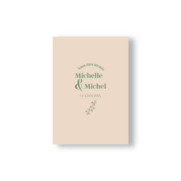 Faire-Part Minimaliste Chemin Fleuri Vert et Crème