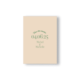 Faire-Part Minimaliste Simple et Chic - Vert et Crème