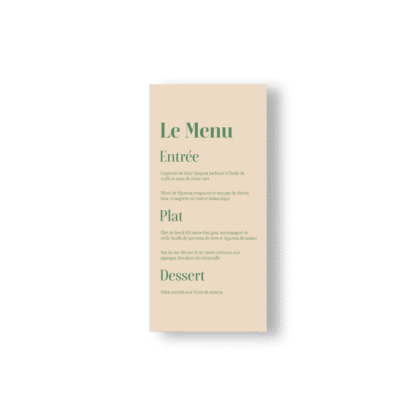 Menu de Mariage Minimaliste Script – Vert Sauge