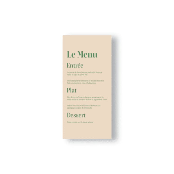 Menu de Mariage Minimaliste Script – Vert Sauge