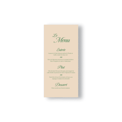 Menu de Mariage Minimaliste Script – Vert Sauge