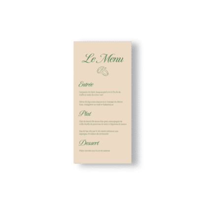 Menu de Mariage Minimaliste Script – Vert Sauge