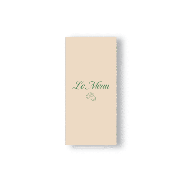 Menu de Mariage Minimaliste Alliances – Vert Sauge