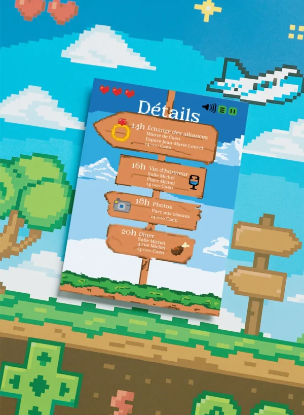 Dos du Faire-Part M. Mme – Collection Pixel