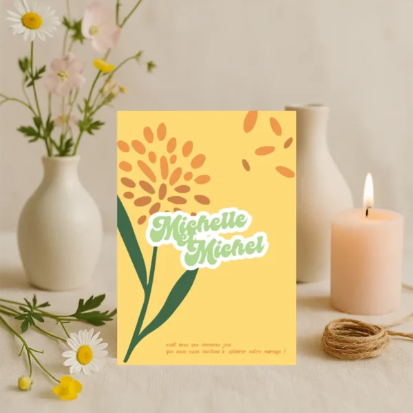 carte mariage fleur Pissenlit Faire-part