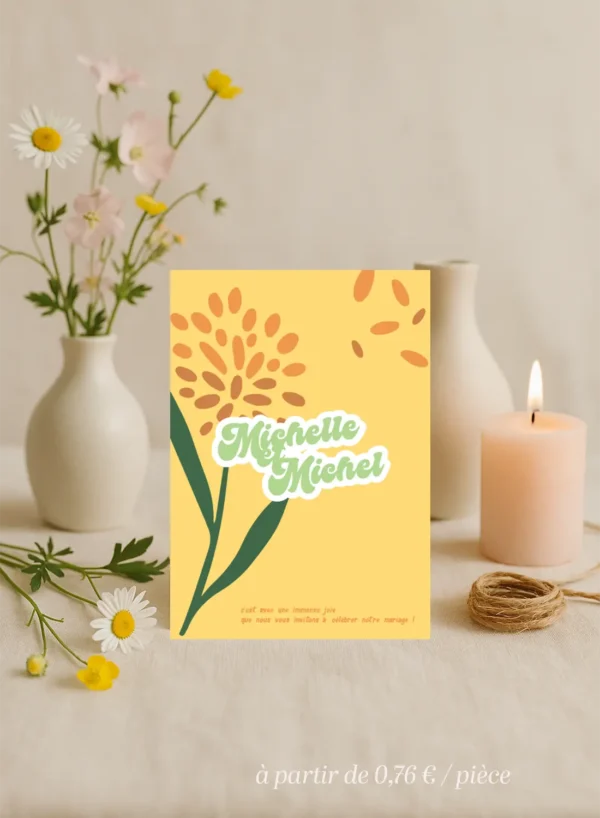 carte mariage fleur Pissenlit Faire-part