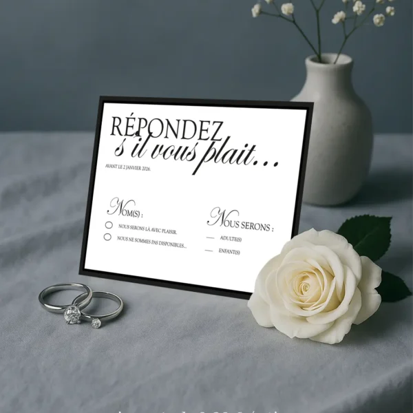 Carte RSVP – Collection Mariage Chic