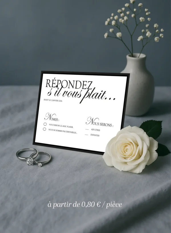 Carte RSVP – Collection Mariage Chic