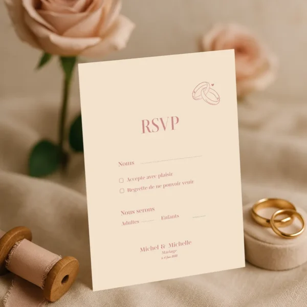 RSVP Minimaliste Rose Poudré alliances
