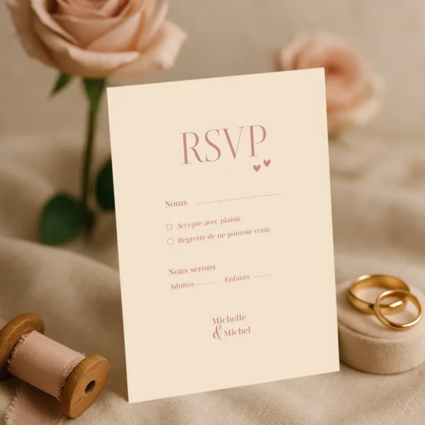 RSVP Minimaliste Rose Poudré cœur