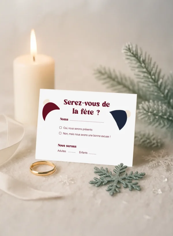 Carte RSVP – Collection Hiver Bonhomme de Neige