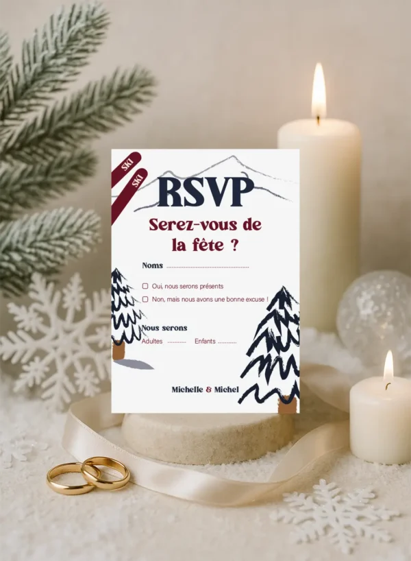 Carte RSVP – Collection Hiver Sapin Arrière de la carte