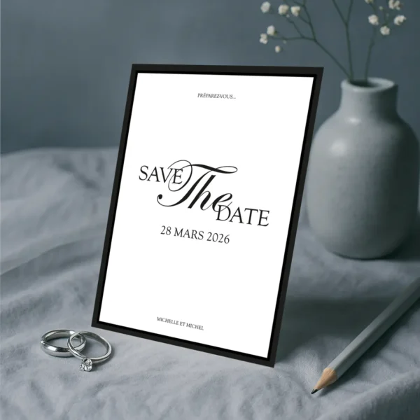 Save the Date, Mariage Chic, Papeterie Élégante, Minimaliste.