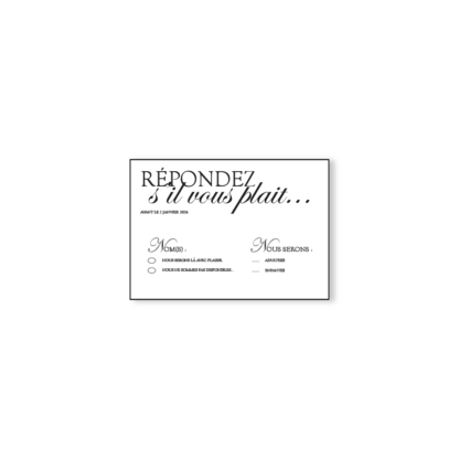 Carte RSVP – Collection Mariage Chic