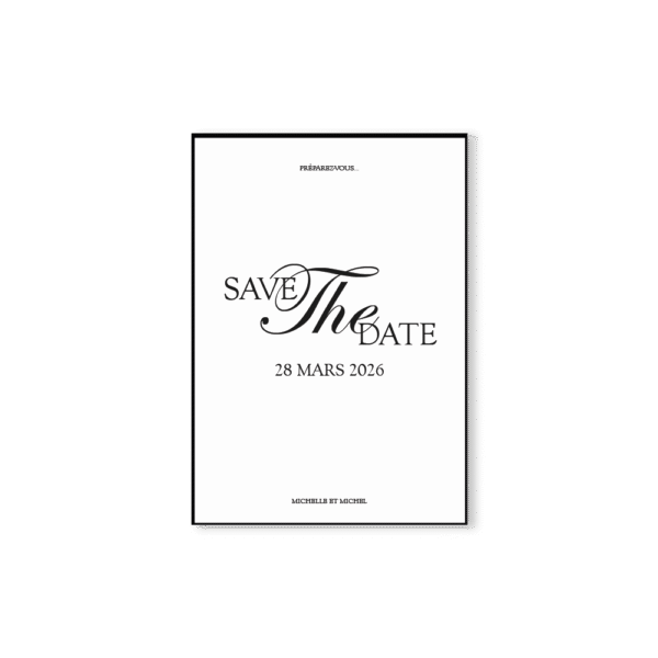 Save the Date, Mariage Chic, Papeterie Élégante, Minimaliste.