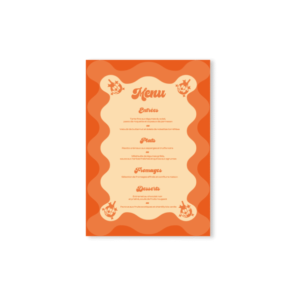 Menu – Collection Disco « Paillettes » Orange