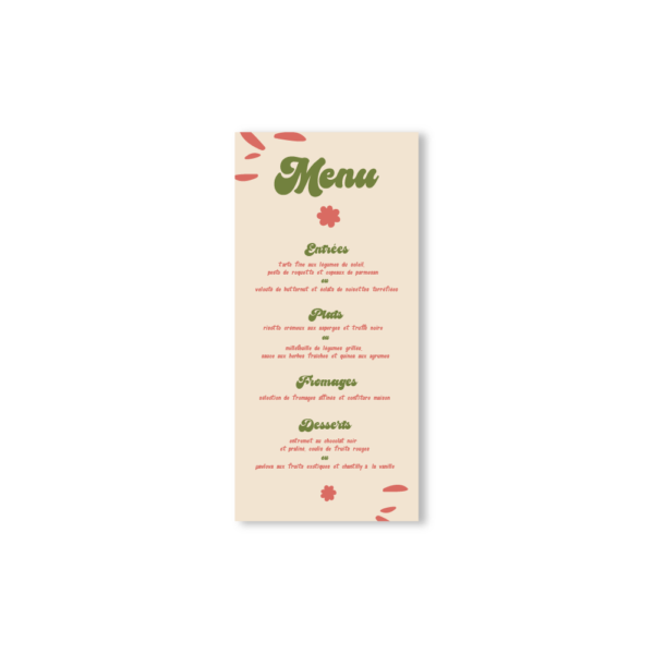 Menu de Mariage Dahlia Rose Tendre