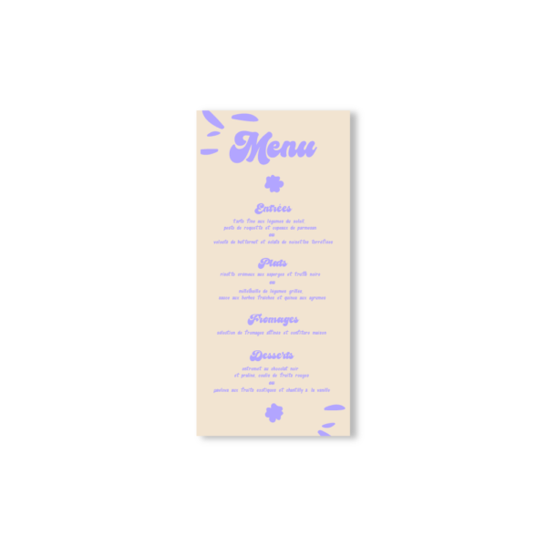 Menu Mariage Violette Lilas